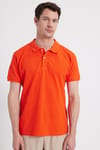 Erkek Slim Fit Dar Kesim %100 Pamuk Turuncu Polo Yaka Tişört