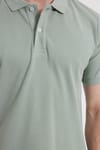 Erkek Slim Fit Dar Kesim %100 Pamuk Yeşil Polo Yaka Tişört