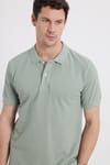 Erkek Slim Fit Dar Kesim %100 Pamuk Yeşil Polo Yaka Tişört