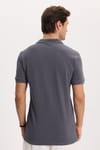 Erkek Slim Fit Dar Kesim %100 Pamuk Kısa Kollu Polo Yaka Antrasit Tişört