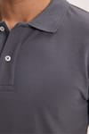 Erkek Slim Fit Dar Kesim %100 Pamuk Kısa Kollu Polo Yaka Antrasit Tişört