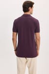 Erkek Slim Fit Dar Kesim %100 Pamuk Kısa Kollu Polo Yaka Mor Tişört