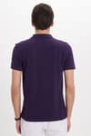 Erkek Slim Fit Dar Kesim %100 Pamuk Kısa Kollu Polo Yaka Mor Tişört