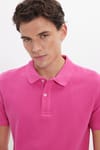 Erkek Slim Fit Dar Kesim %100 Pamuk Kısa Kollu Polo Yaka Pembe Tişört