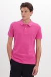 Erkek Slim Fit Dar Kesim %100 Pamuk Kısa Kollu Polo Yaka Pembe Tişört