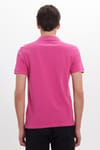Erkek Slim Fit Dar Kesim %100 Pamuk Kısa Kollu Polo Yaka Pembe Tişört