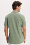 Erkek Slim Fit Dar Kesim %100 Pamuk Kısa Kollu Polo Yaka Yeşil Tişört