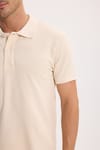 Erkek Slim Fit Dar Kesim %100 Pamuk Kısa Kollu Polo Yaka Ekru Tişört