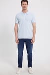 Erkek Slim Fit Dar Kesim %100 Pamuk Turkuaz Polo Yaka Tişört