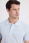 Erkek Slim Fit Dar Kesim %100 Pamuk Turkuaz Polo Yaka Tişört