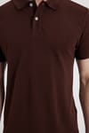 Erkek Slim Fit Dar Kesim %100 Pamuk Kahverengi Polo Yaka Tişört