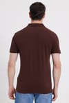 Erkek Slim Fit Dar Kesim %100 Pamuk Kahverengi Polo Yaka Tişört