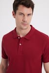 Erkek Slim Fit Dar Kesim %100 Pamuk Kırmızı Polo Yaka Tişört