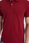 Erkek Slim Fit Dar Kesim %100 Pamuk Kırmızı Polo Yaka Tişört