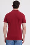 Erkek Slim Fit Dar Kesim %100 Pamuk Kırmızı Polo Yaka Tişört