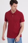 Erkek Slim Fit Dar Kesim %100 Pamuk Kırmızı Polo Yaka Tişört