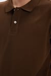 Erkek Slim Fit Dar Kesim %100 Pamuk Kısa Kollu Polo Yaka Kahverengi Tişört