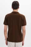 Erkek Slim Fit Dar Kesim %100 Pamuk Kısa Kollu Polo Yaka Kahverengi Tişört