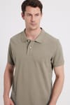 Erkek Slim Fit Dar Kesim %100 Pamuk Kısa Kollu Polo Yaka Vizon Tişört