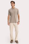 Erkek Slim Fit Dar Kesim %100 Pamuk Kısa Kollu Polo Yaka Vizon Tişört