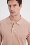 Erkek Slim Fit Dar Kesim %100 Pamuk Bej Polo Yaka Tişört