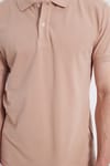 Erkek Slim Fit Dar Kesim %100 Pamuk Bej Polo Yaka Tişört
