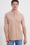 Erkek Slim Fit Dar Kesim %100 Pamuk Bej Polo Yaka Tişört