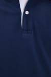 Erkek Slim Fit Dar Kesim %100 Pamuk Düz Pike Yaka ve Kol Detaylı Lacivert Polo Yaka Tişört