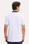 Erkek Slim Fit Dar Kesim %100 Pamuk Kısa Kollu Yarım Fermuarlı Beyaz Polo Yaka Tişört