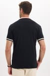 Erkek Slim Fit Dar Kesim %100 Pamuk Kısa Kollu Yarım Fermuarlı Siyah Polo Yaka Tişört
