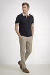 Erkek Slim Fit Dar Kesim %100 Pamuk Kısa Kollu Yarım Fermuarlı Siyah Polo Yaka Tişört