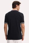 Erkek Slim Fit Dar Kesim %100 Pamuk Kısa Kollu Yarım Fermuarlı Siyah Polo Yaka Tişört
