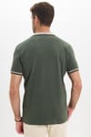 Erkek Slim Fit Dar Kesim %100 Pamuk Kısa Kollu Yarım Fermuarlı Yeşil Polo Yaka Tişört