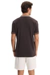 Erkek Slim Fit Dar Kesim %100 Pamuk Kısa Kollu Yarım Fermuarlı Kahverengi Polo Yaka Tişört