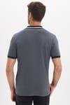 Erkek Slim Fit Dar Kesim %100 Pamuk Kısa Kollu Yarım Fermuarlı Antrasit Polo Yaka Tişört