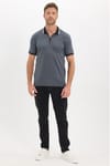 Erkek Slim Fit Dar Kesim %100 Pamuk Kısa Kollu Yarım Fermuarlı Antrasit Polo Yaka Tişört