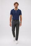 Erkek Slim Fit Dar Kesim %100 Pamuk Kısa Kollu Yarım Fermuarlı Lacivert Polo Yaka Tişört