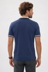 Erkek Slim Fit Dar Kesim %100 Pamuk Kısa Kollu Yarım Fermuarlı Lacivert Polo Yaka Tişört