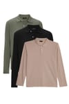 THREE PIECES SLIM FIT LONG SLV  PLAIN PIQUE
