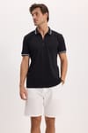 SLIM FIT T-SHIRT PIQUE ZIPPER COLLAR STRONG  TİŞÖRT