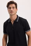 SLIM FIT T-SHIRT PIQUE ZIPPER COLLAR STRONG  TİŞÖRT