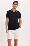 SLIM FIT T-SHIRT PIQUE ZIPPER COLLAR STRONG  TİŞÖRT