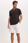 SLIM FIT T-SHIRT PIQUE ZIPPER COLLAR STRONG  TİŞÖRT