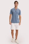 SLIM FIT T-SHIRT PIQUE ZIPPER COLLAR STRONG  TİŞÖRT
