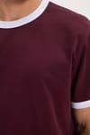 Erkek Regular Fit Klasik Kesim %100 Pamuk Kısa Kollu Bisiklet Yaka Bordo Tişört