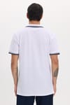 Erkek Slim Fit Dar Kesim %100 Pamuklu Çizgili Detaylı V Yaka Beyaz Polo Yaka Tişört
