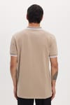 Erkek Slim Fit Dar Kesim %100 Pamuklu Çizgili Detaylı V Yaka Taş Polo Yaka Tişört