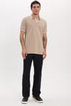 Erkek Slim Fit Dar Kesim %100 Pamuklu Çizgili Detaylı V Yaka Taş Polo Yaka Tişört