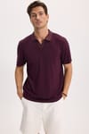 Erkek Slim Fit Dar Kesim Pamuklu Kısa Kollu Çizgili Bordo Polo V Yaka Tişört