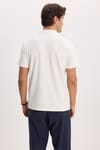 Erkek Slim Fit Dar Kesim Pamuklu Kısa Kollu Çizgili Ekru Polo V Yaka Tişört